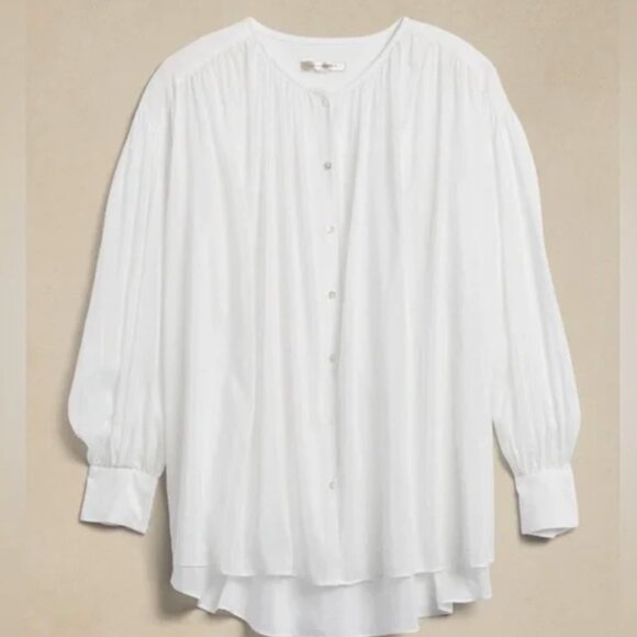Banana Republic West Oversized Cotton-Silk Shirt - Picture 3 of 10